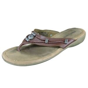 Minnetonka Women  Flip Flop Brown Leather Sz 9‎ Medium  Used 2025
